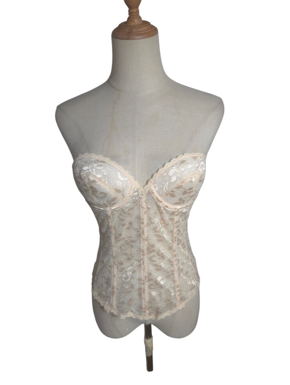 Carnival Vintage Vanilla Beige Lace Strapless Bustier Corset